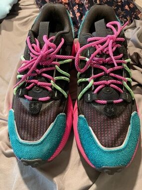Under Armour Black Athletic Sneakers with Pink, Teal & Lime Accents